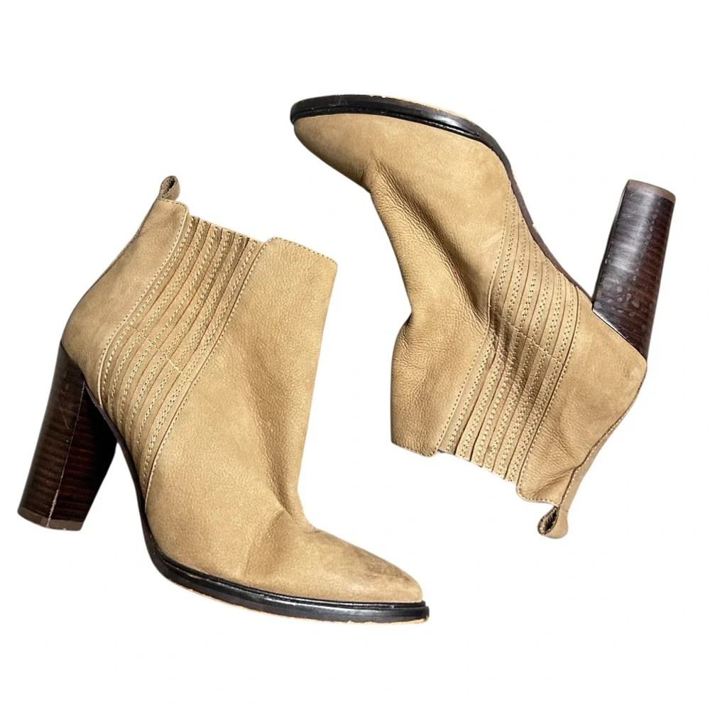 Alias Mae Nubuck Leather Brown Ankle Boots Block Heel Size 39 AU US 8